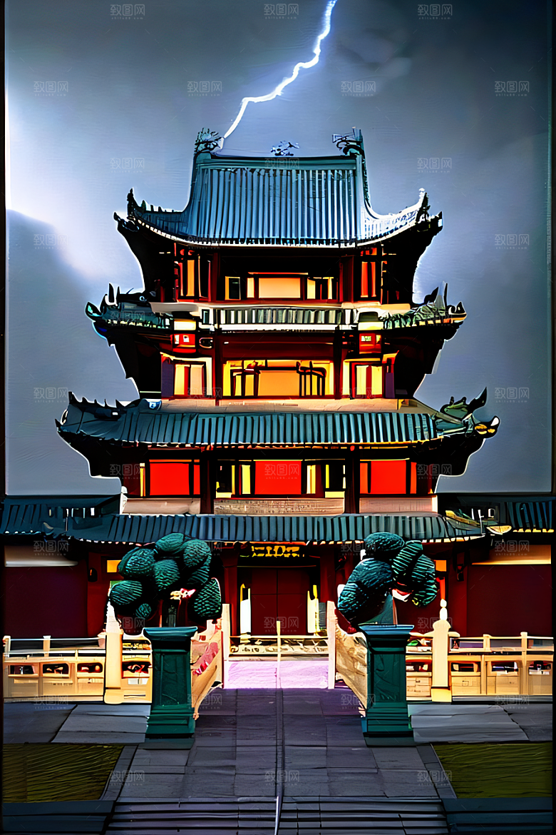 闪电下的艺术中国调色板的惊艳表现