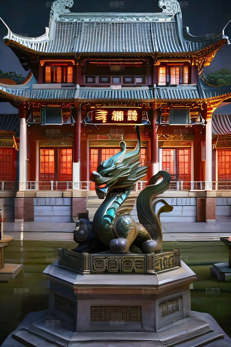 虚幻引擎宏伟中国宫殿的完美雕塑