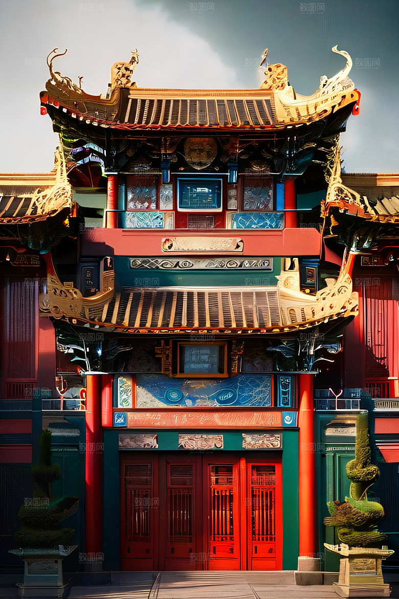 虚幻引擎宏伟中国宫殿的完美雕塑