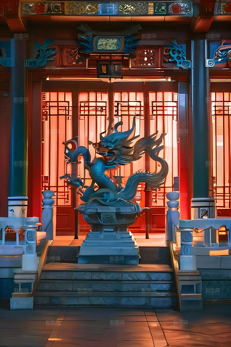 虚幻引擎宏伟中国宫殿的完美雕塑