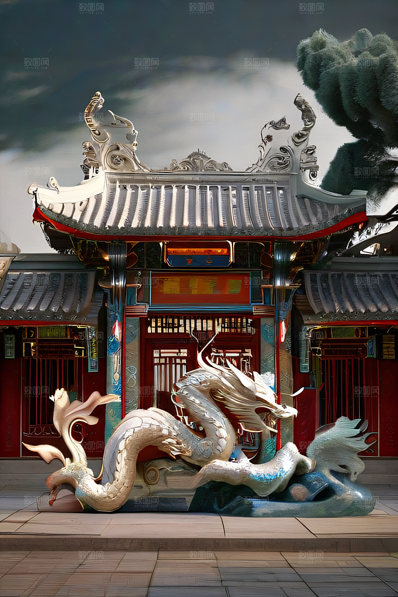 虚幻引擎宏伟中国宫殿的完美雕塑