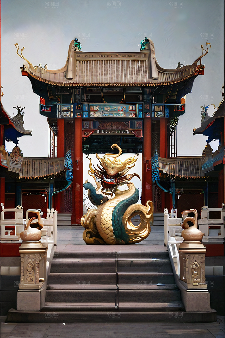唐人街大厦闪电下的中国调色板