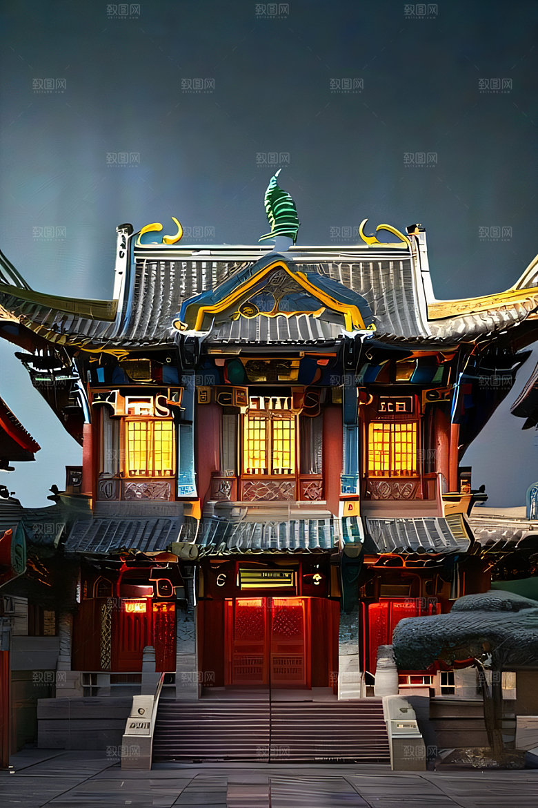 美丽的雕塑唐人街大厦中的艺术之美