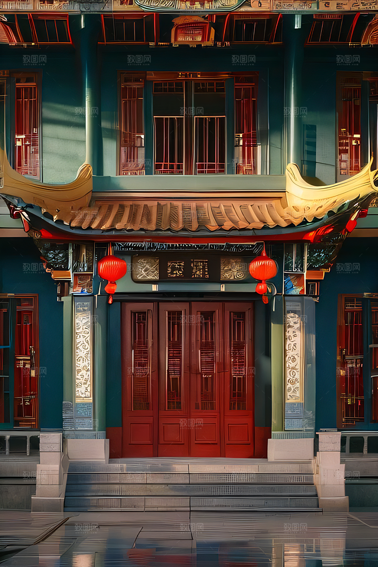 美丽的雕塑唐人街大厦中的艺术之美