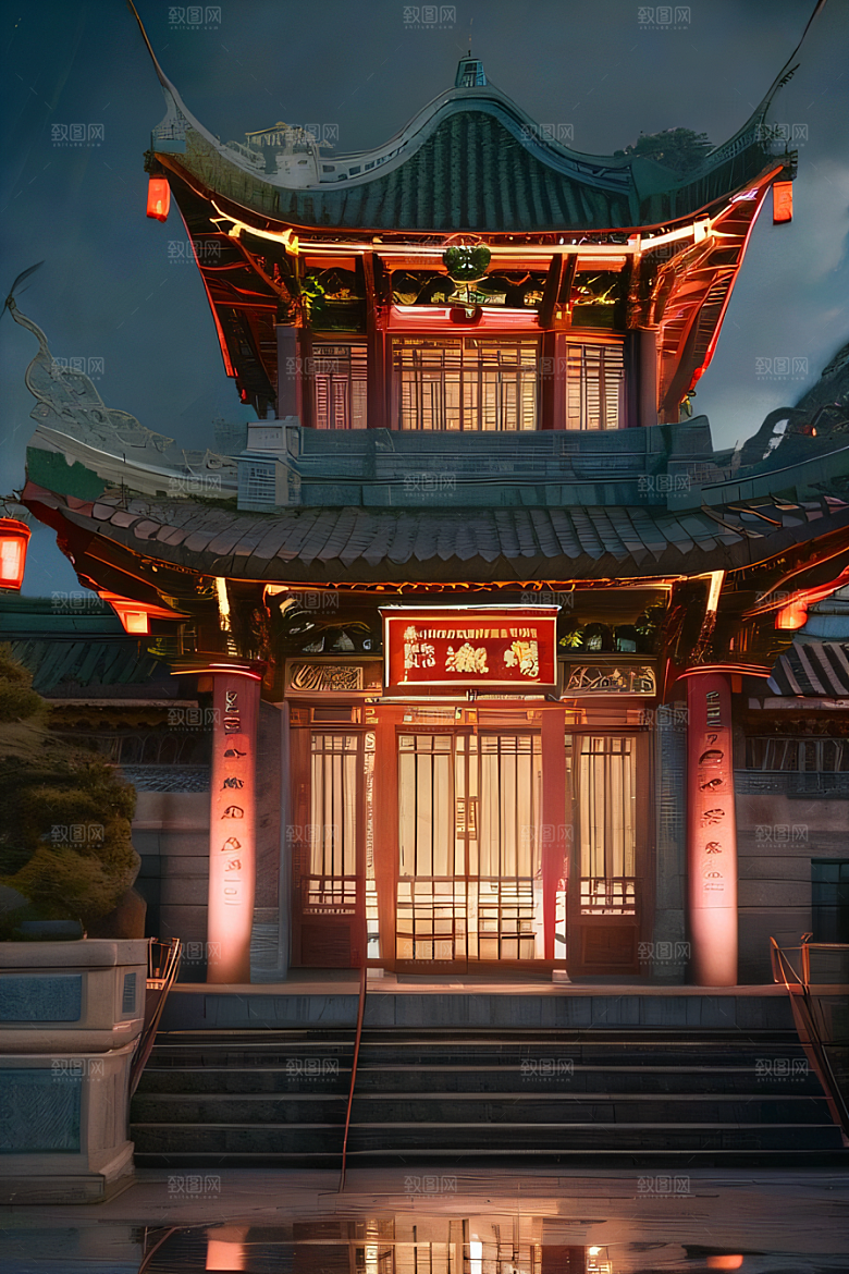 美丽的雕塑唐人街大厦中的艺术之美