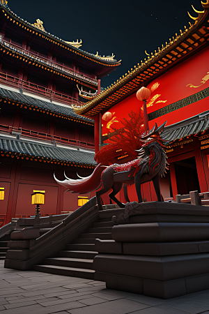 虚幻引擎宏伟中国宫殿的完美雕塑