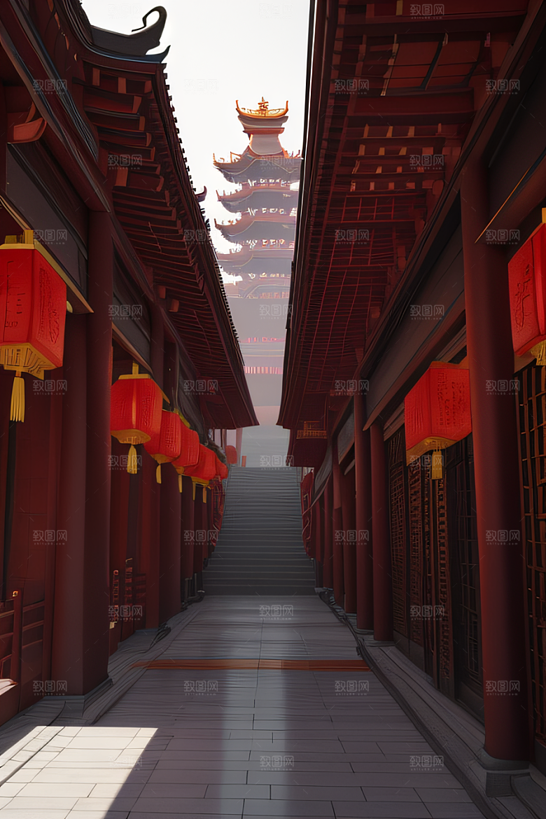 虚幻引擎宏伟中国宫殿的完美雕塑