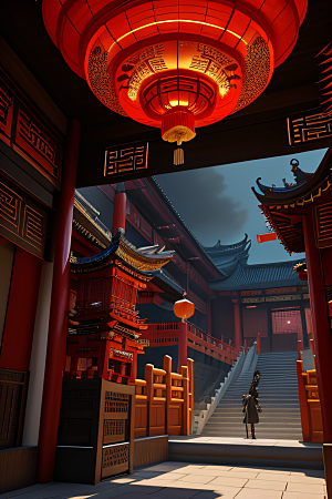 虚幻引擎宏伟中国宫殿的完美雕塑