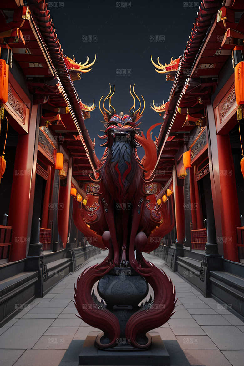 虚幻引擎宏伟中国宫殿的完美雕塑