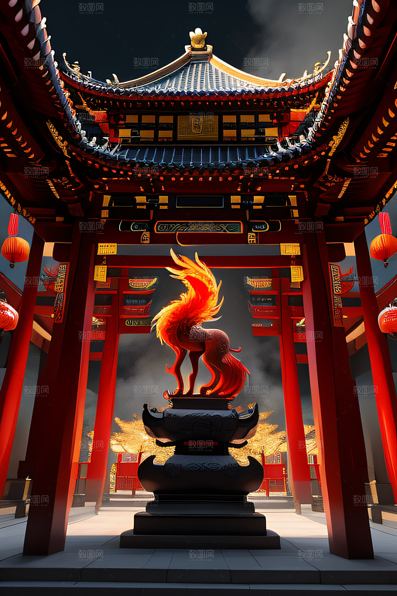 唐人街大厦闪电下的中国调色板