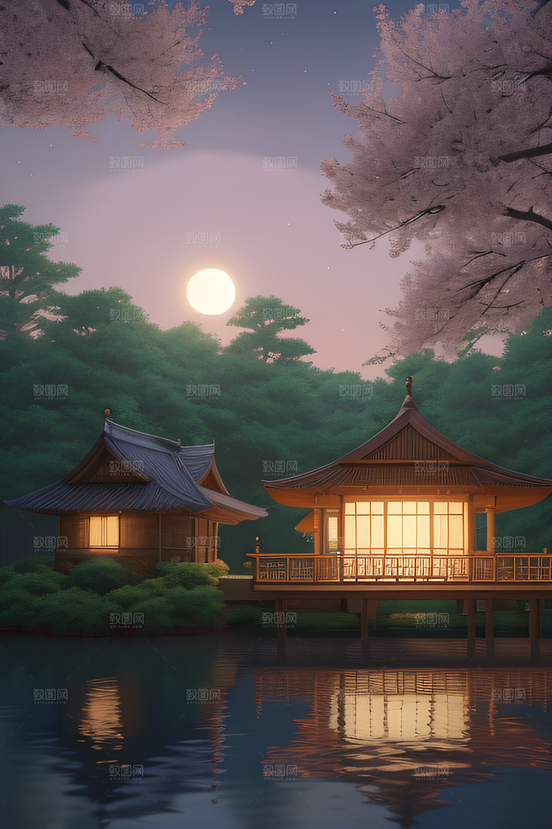 满月的神秘与浪漫景观