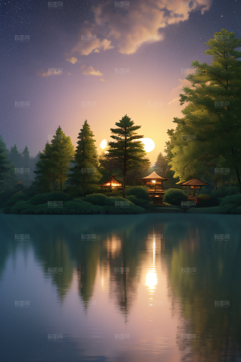 满月的神秘与浪漫景观