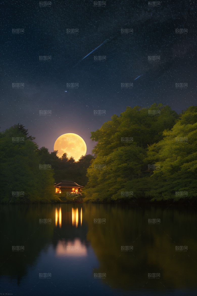 满月的神秘与浪漫景观