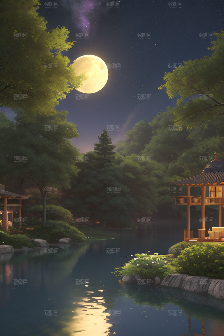 满月的神秘与浪漫景观