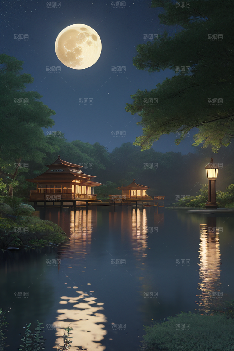 满月的神秘与浪漫景观