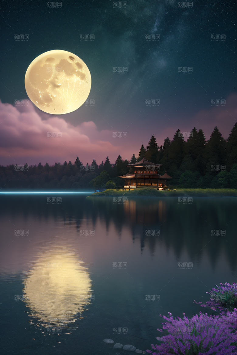 满月的神秘与浪漫景观
