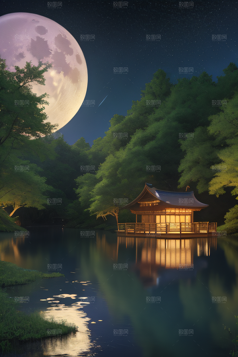 满月的神秘与浪漫景观