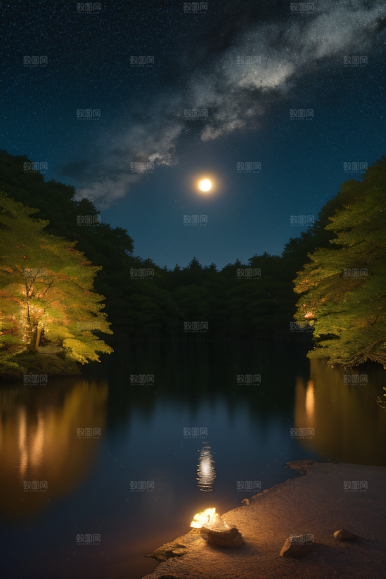 满月的神秘与浪漫景观