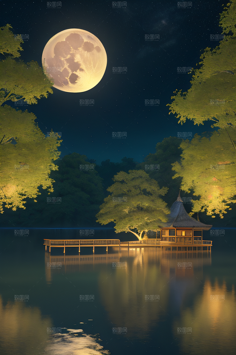 满月的神秘与浪漫景观