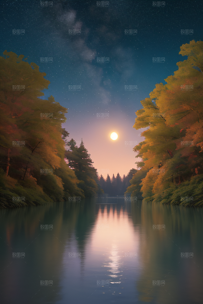 满月的神秘与浪漫景观