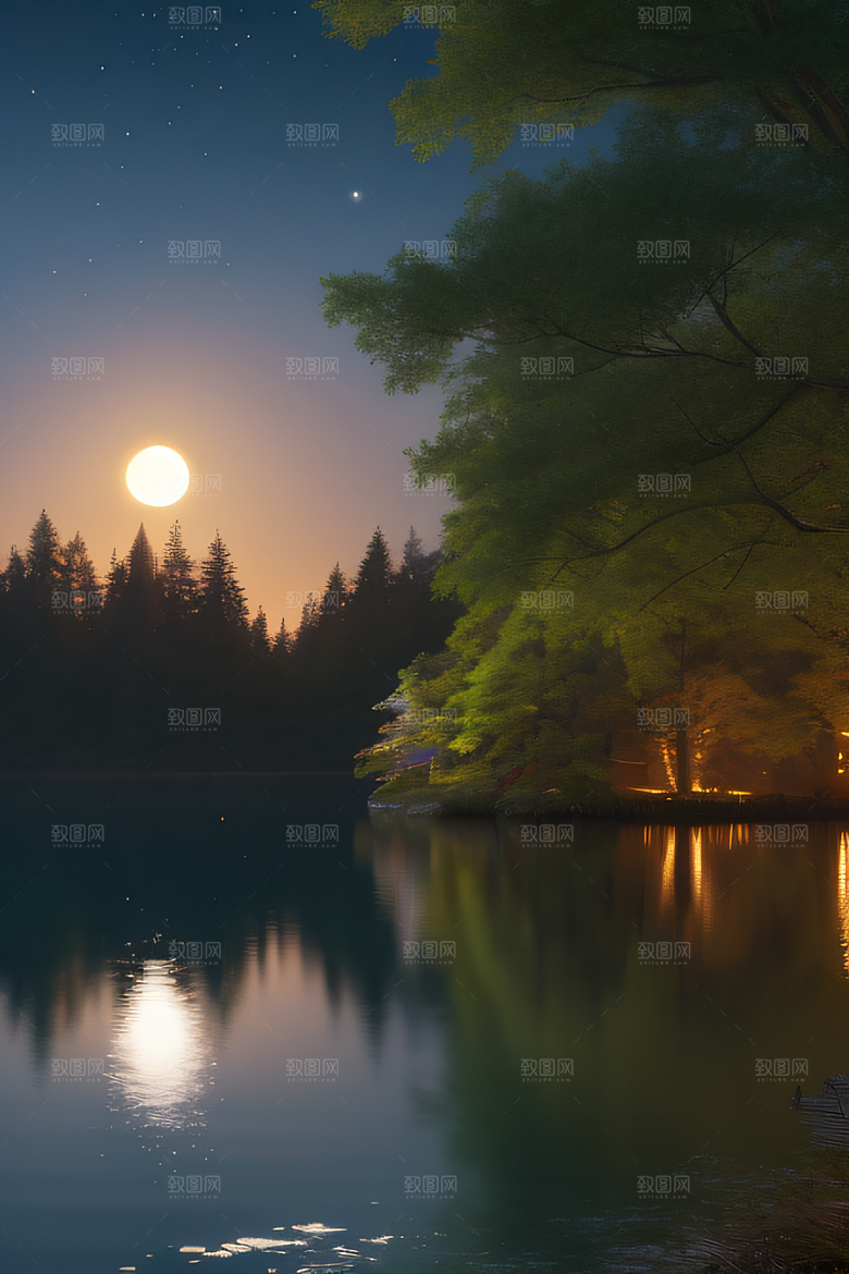 满月的神秘与浪漫景观