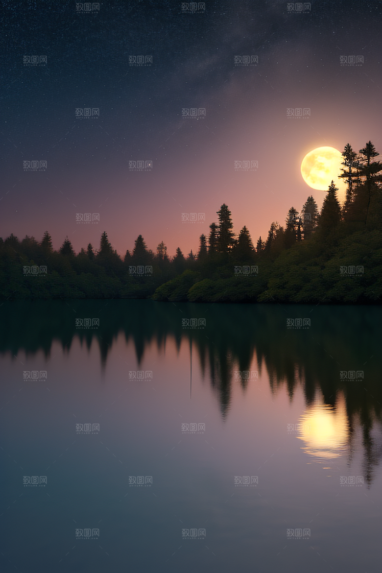 宁静湖面上的春天宫殿景观