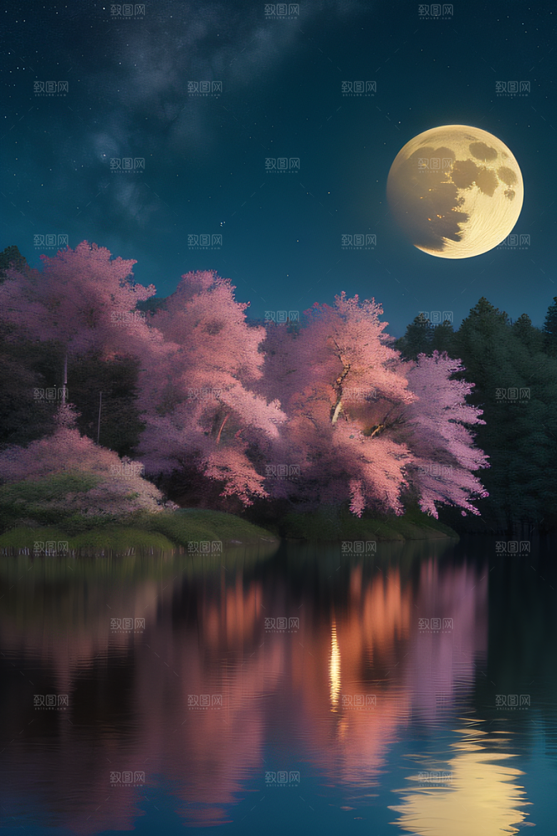 满月下的动画之梦景观