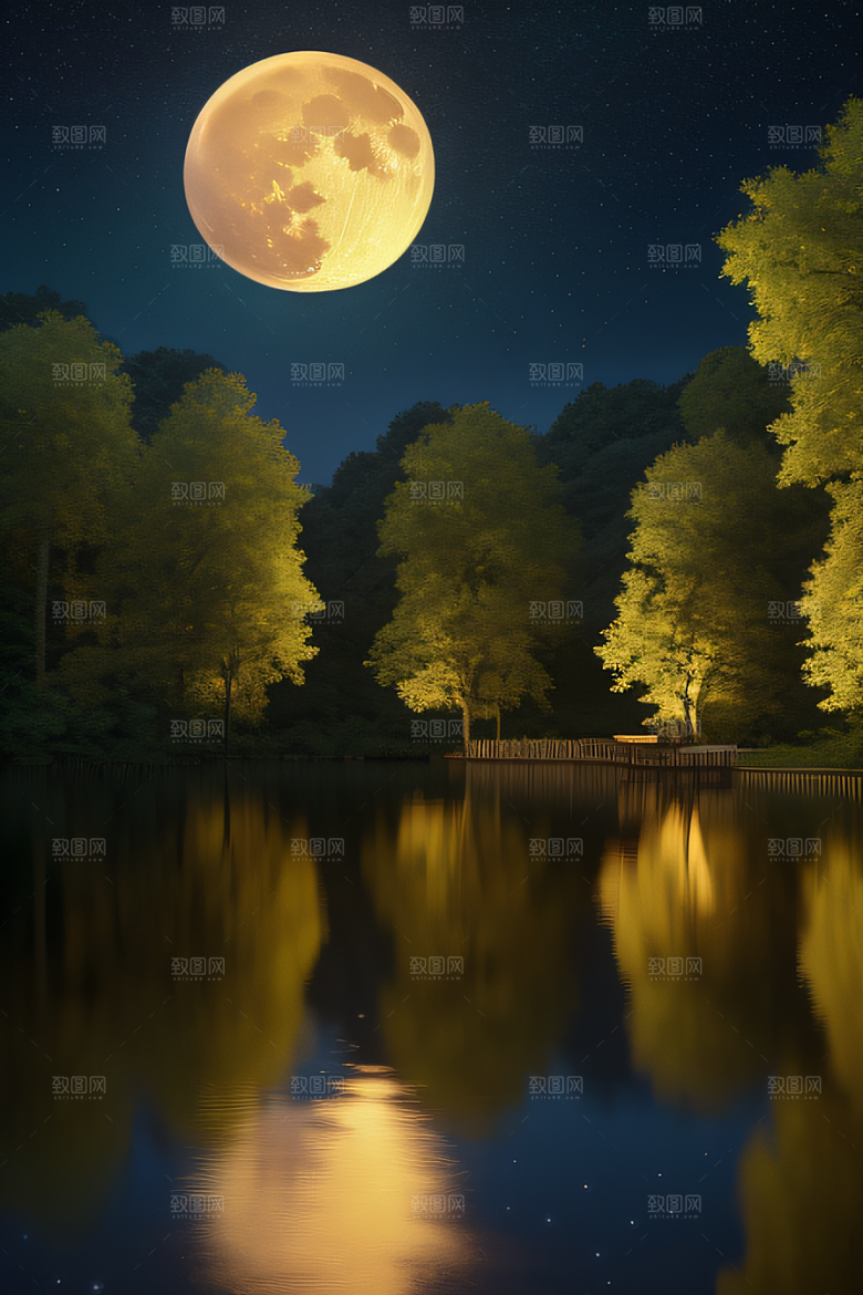满月下的动画之梦景观