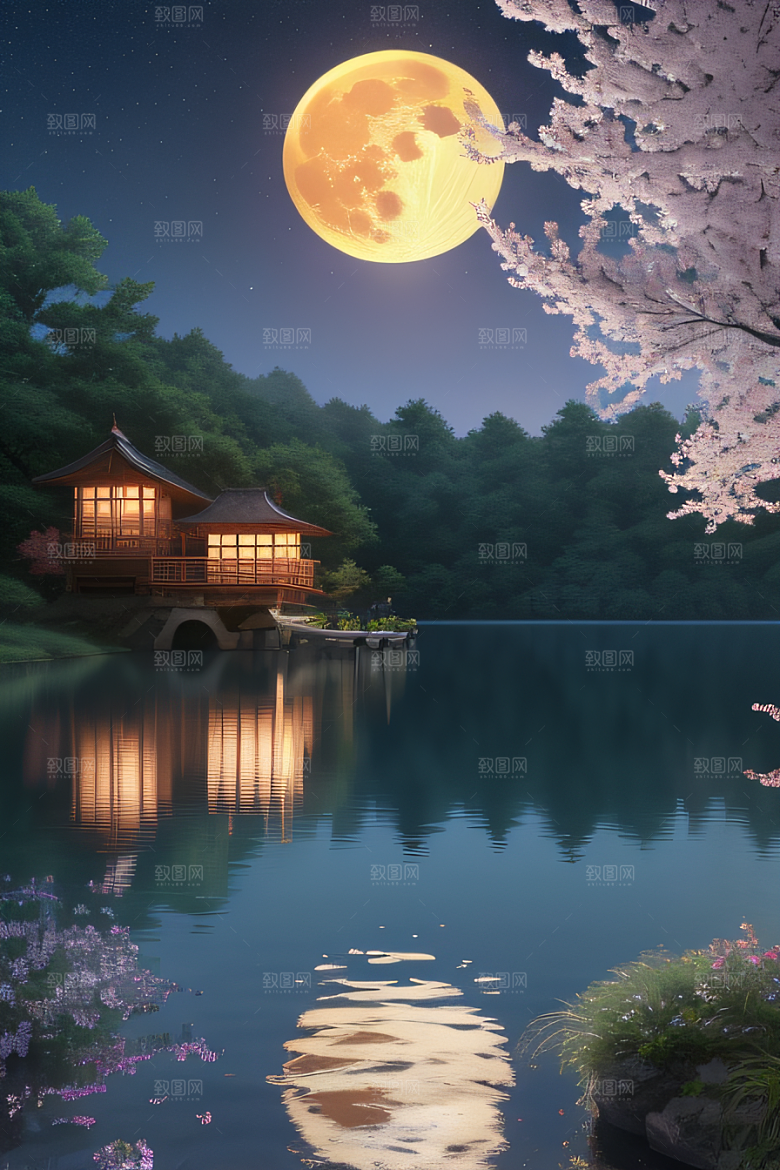 满月下的动画之梦景观