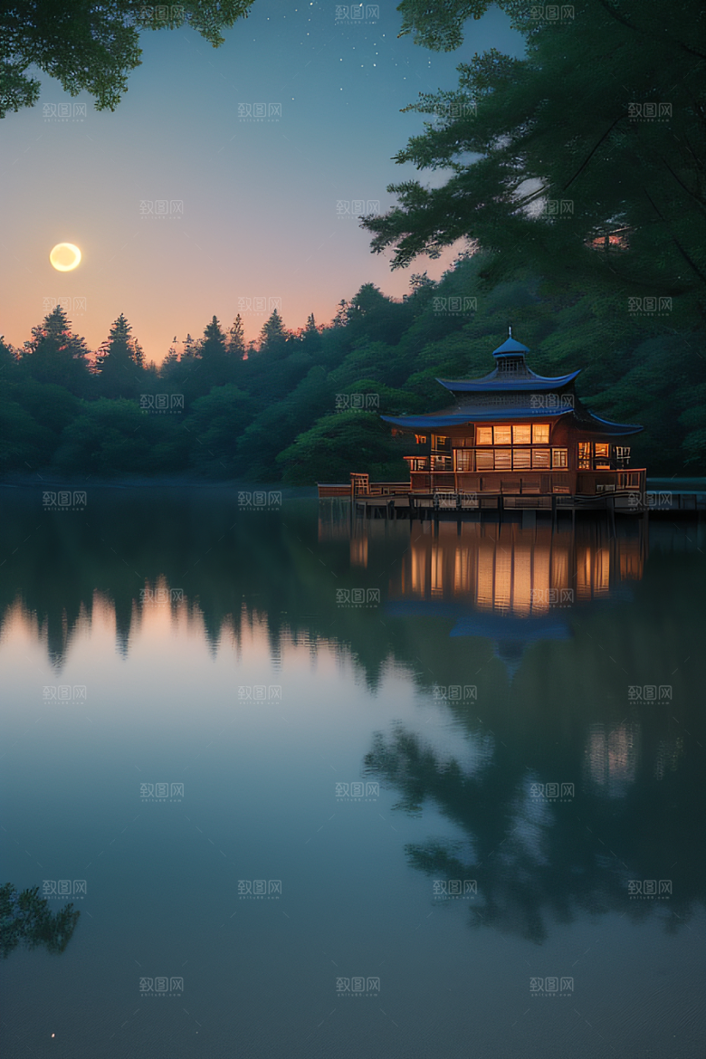满月下的动画之梦景观