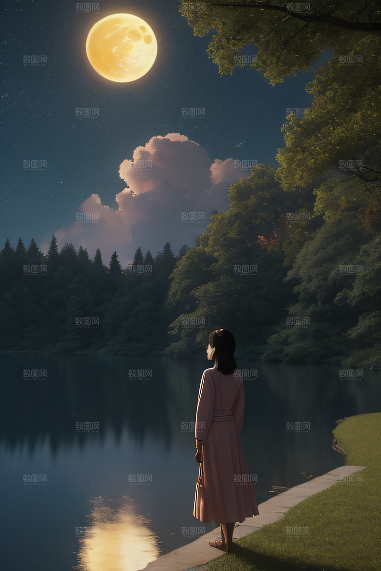 满月下的动画之梦景观
