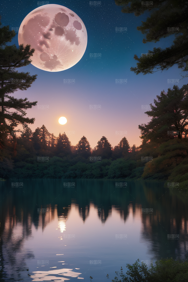 满月下的动画之梦景观