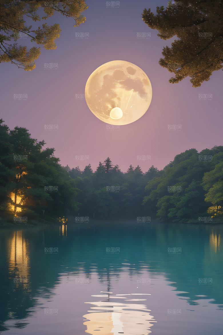 满月下的动画之梦景观