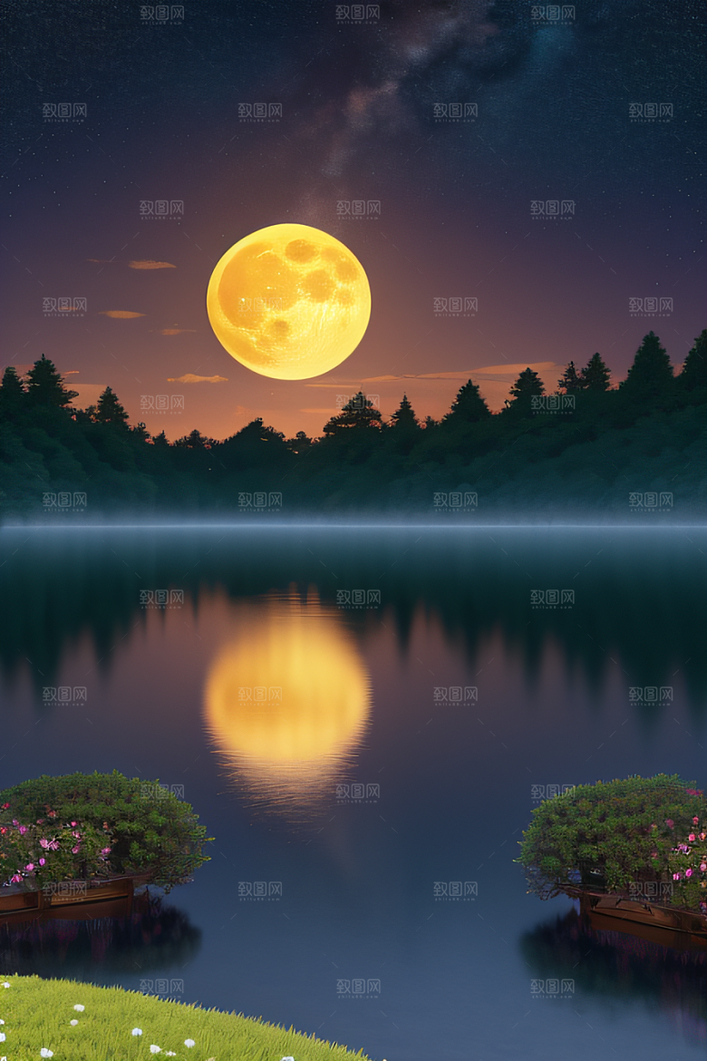 满月下的动画之梦景观