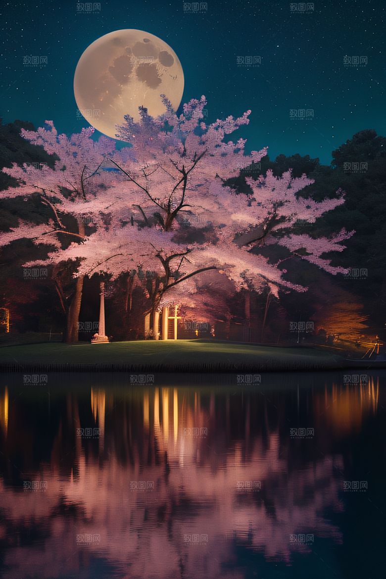 满月下的动画之梦景观