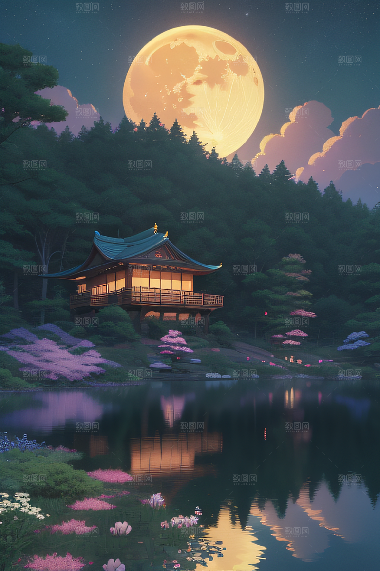 满月的神秘与浪漫景观