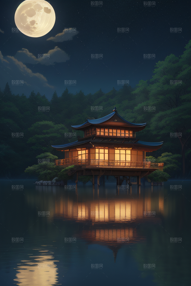 满月的神秘与浪漫景观