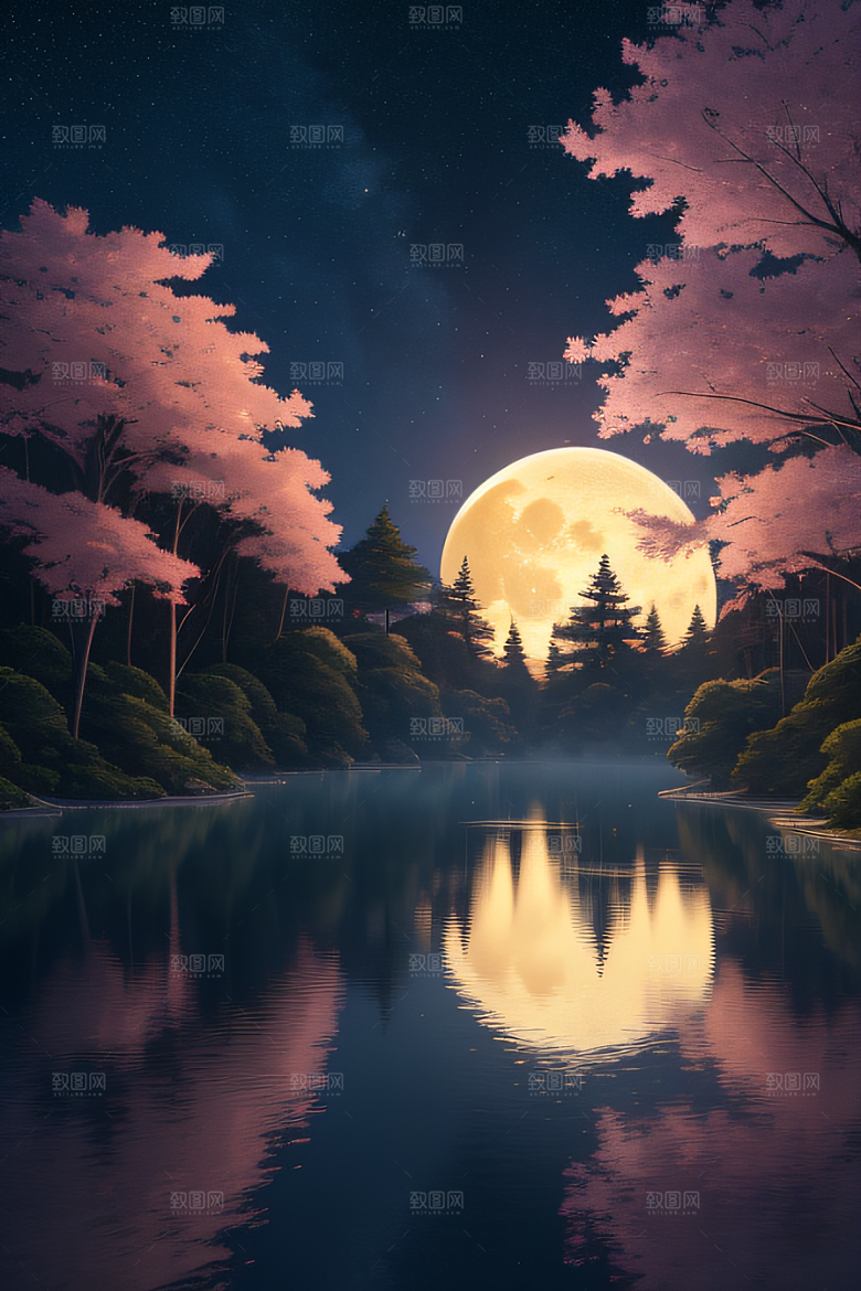 满月的神秘与浪漫景观