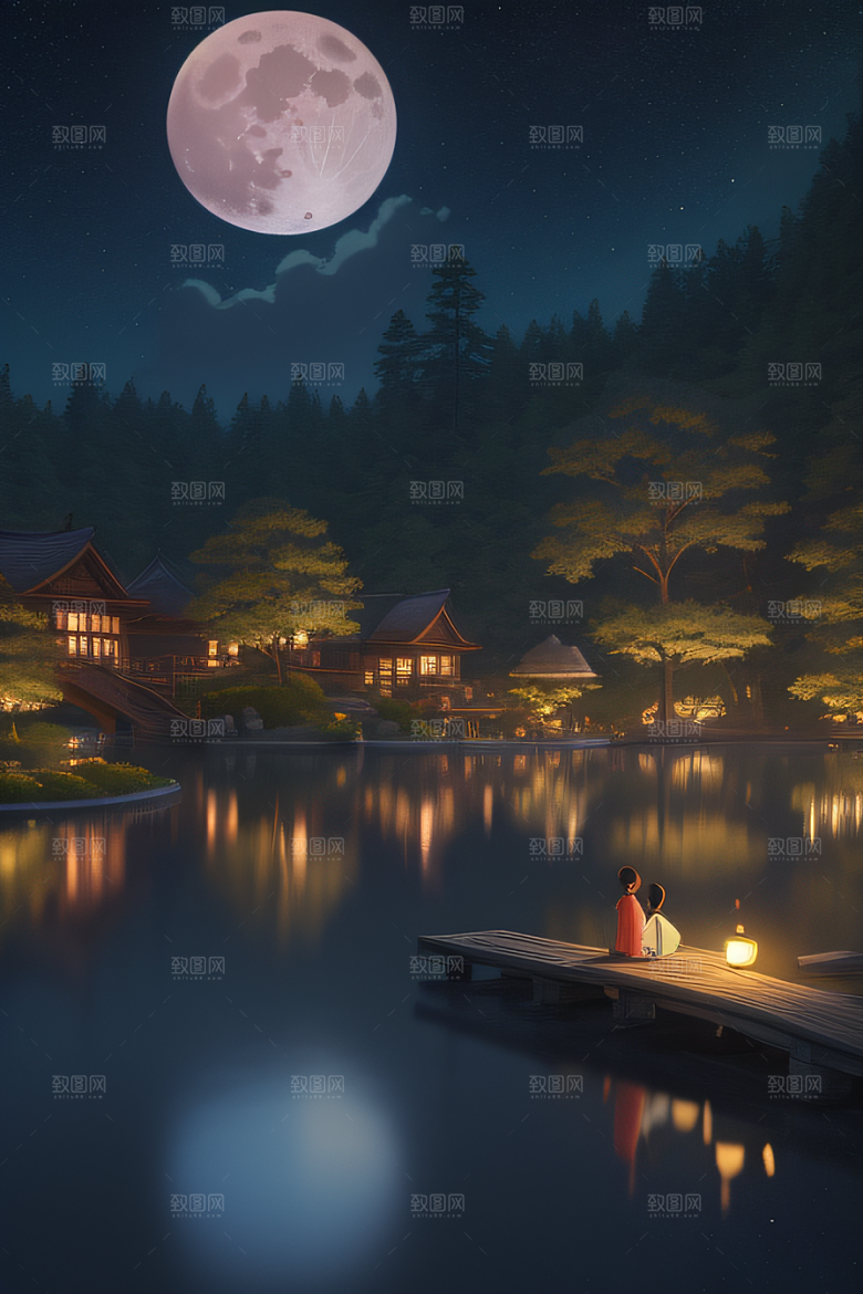 满月的神秘与浪漫景观