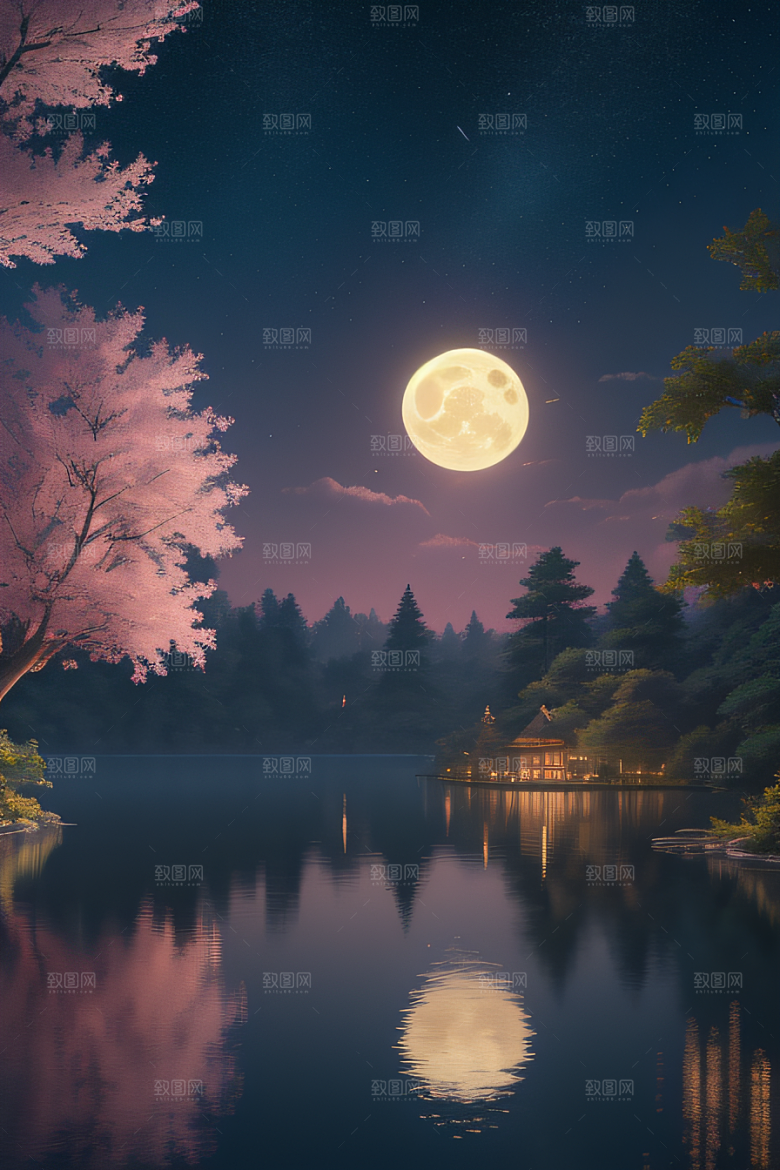 满月的神秘与浪漫景观