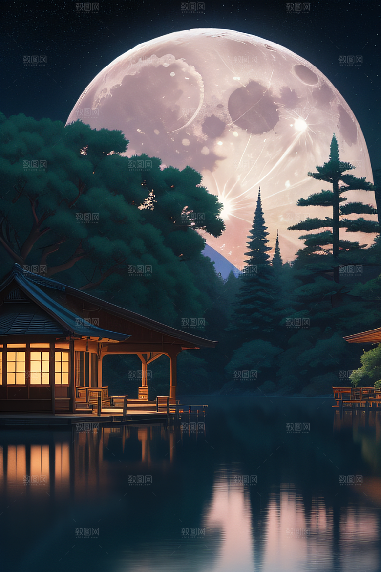 满月的神秘与浪漫景观