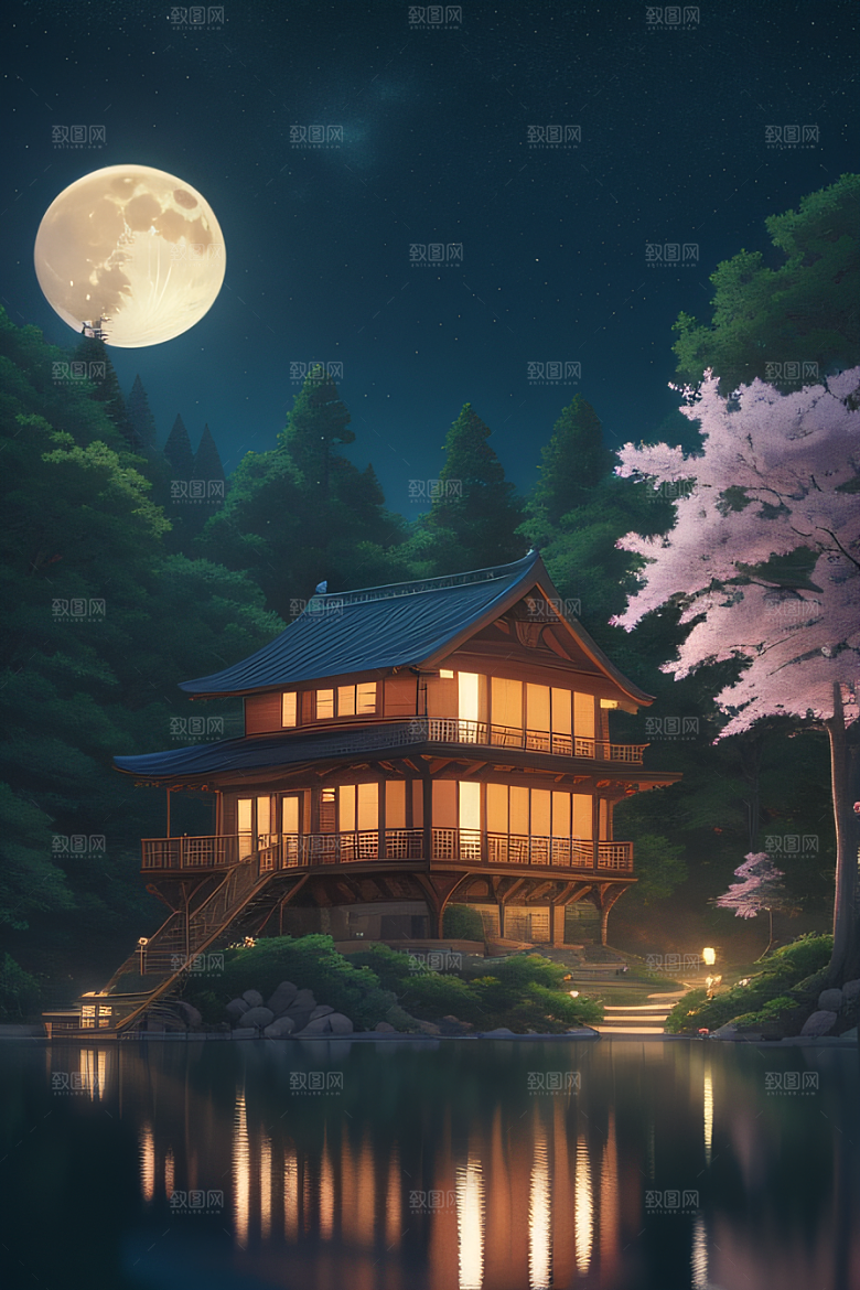满月的神秘与浪漫景观