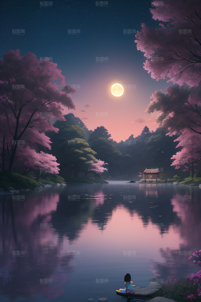 满月的神秘与浪漫景观