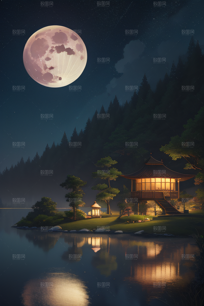 满月的神秘与浪漫景观