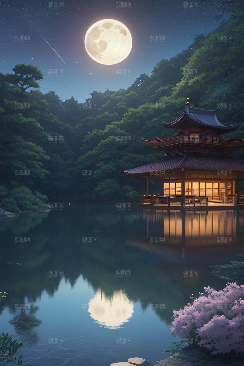 满月的神秘与浪漫景观