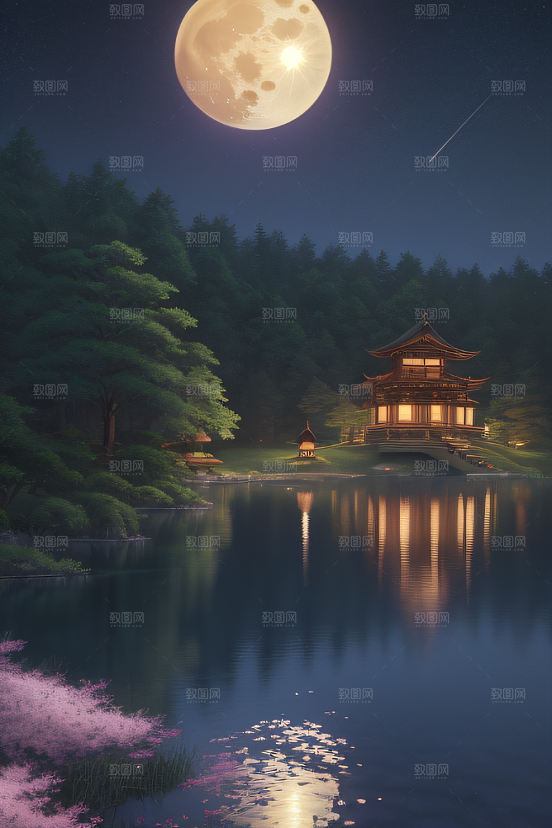 满月的神秘与浪漫景观