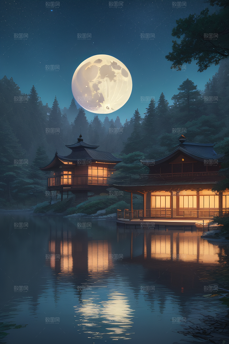 满月的神秘与浪漫景观