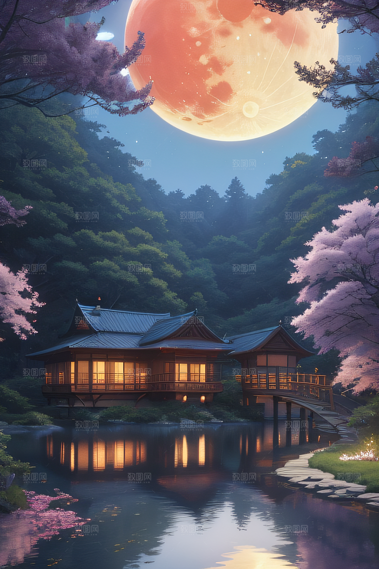 满月的神秘与浪漫景观
