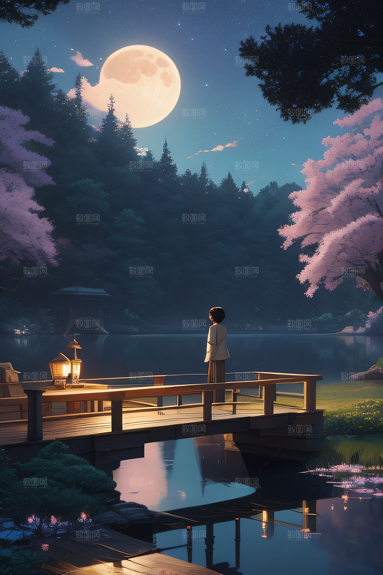 宁静湖面上的春天宫殿景观
