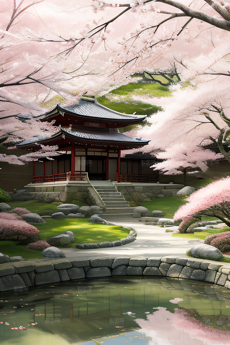 水彩画与动漫风格的山水画